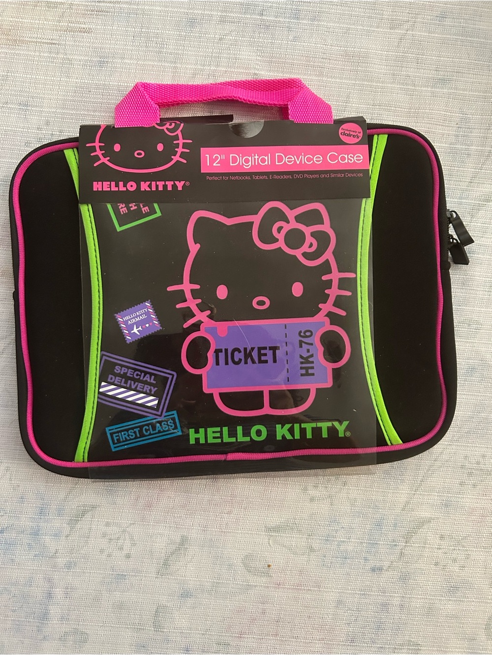 Hello Kitty Black Tablet Case with Pink and Lime Green Accents